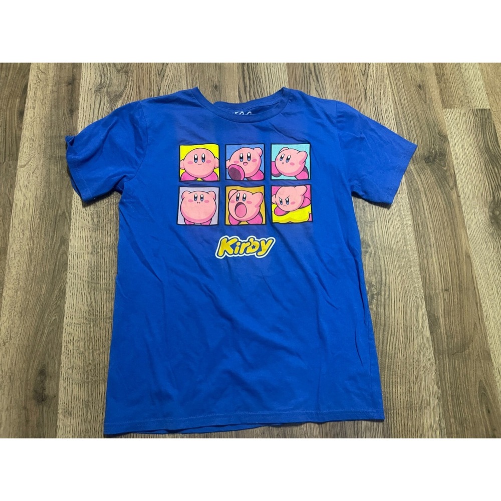 Kirby Shirt, Boy's Kids Size XL, Blue, Graphic Print, Short Sleeve